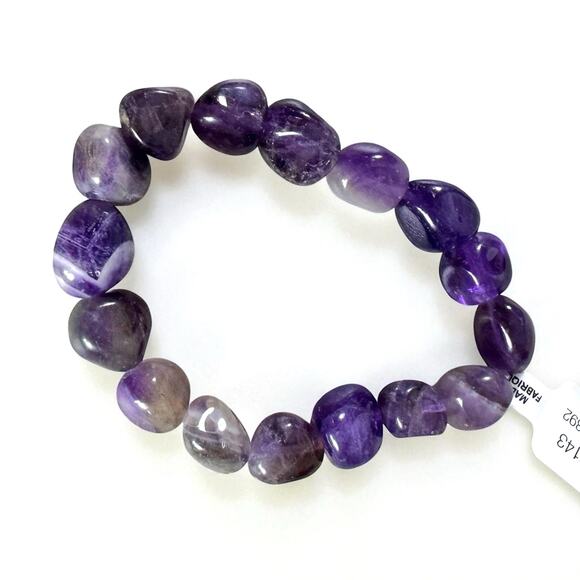 Free People Ariana Ost Crystal Stone Chunky Bracelet Amethyst Purple Bohemian - Picture 8 of 11